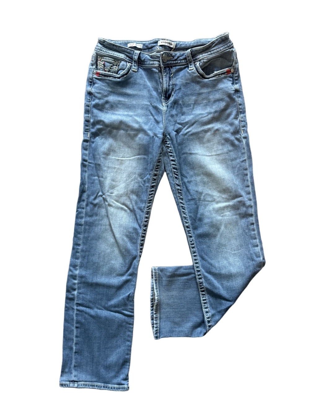 ⭐ VIGOSS Americana Straight Leg Jeans | Embellished V Pockets | Size 12